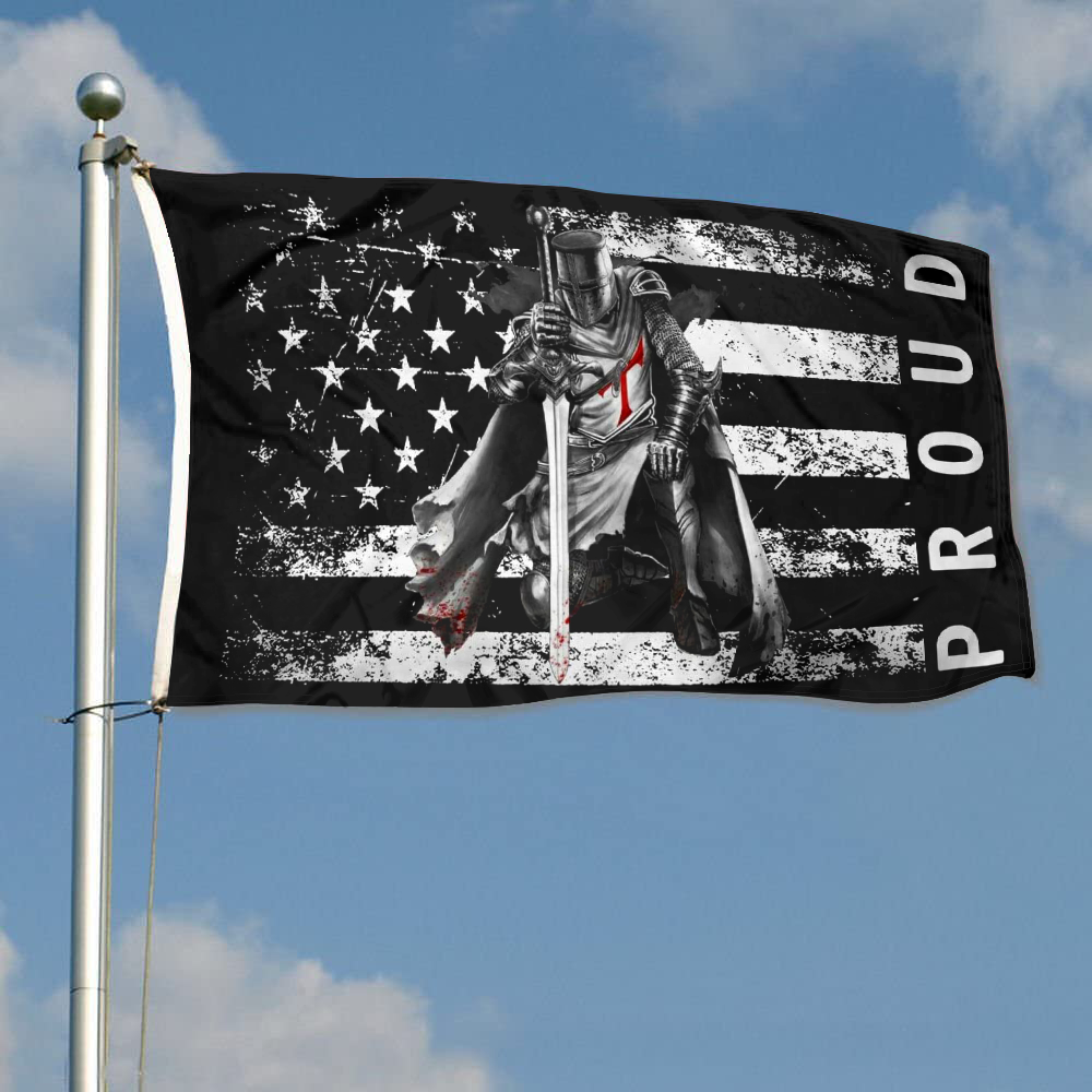 Fyon Proud American Flag with Templar Knights Flag Indoor and outdoor banner 2240809