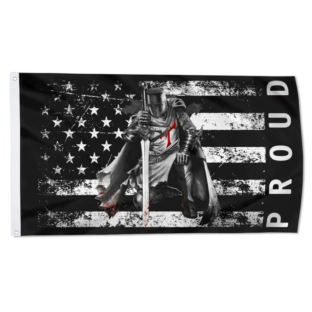 Fyon Proud American Flag with Templar Knights Flag Indoor and outdoor banner 2240809
