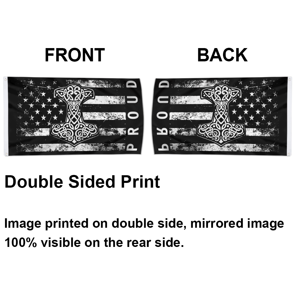 Fyon Proud American Flag with Thor's Hammer Viking Norse Flag Indoor and outdoor banner 2240810