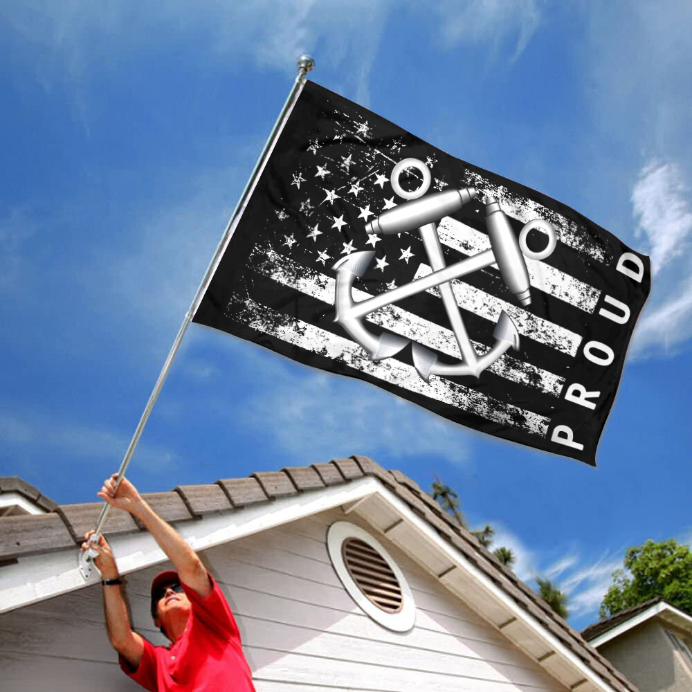 Fyon Proud American Flag with US Navy Boatswain's Mate Flag Indoor and outdoor banner 2240811