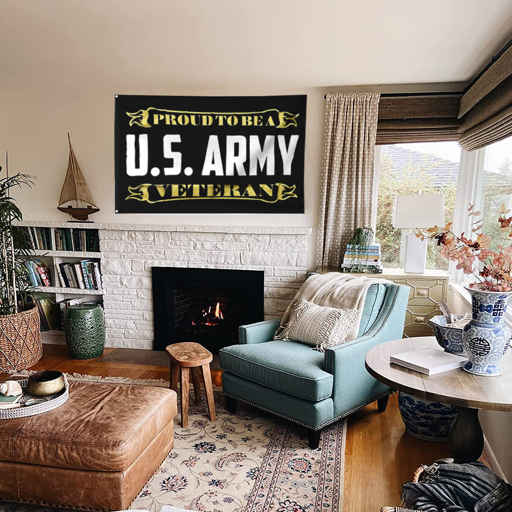 Fyon Proud to be U.S. Army Veteran Flag Indoor and outdoor banner