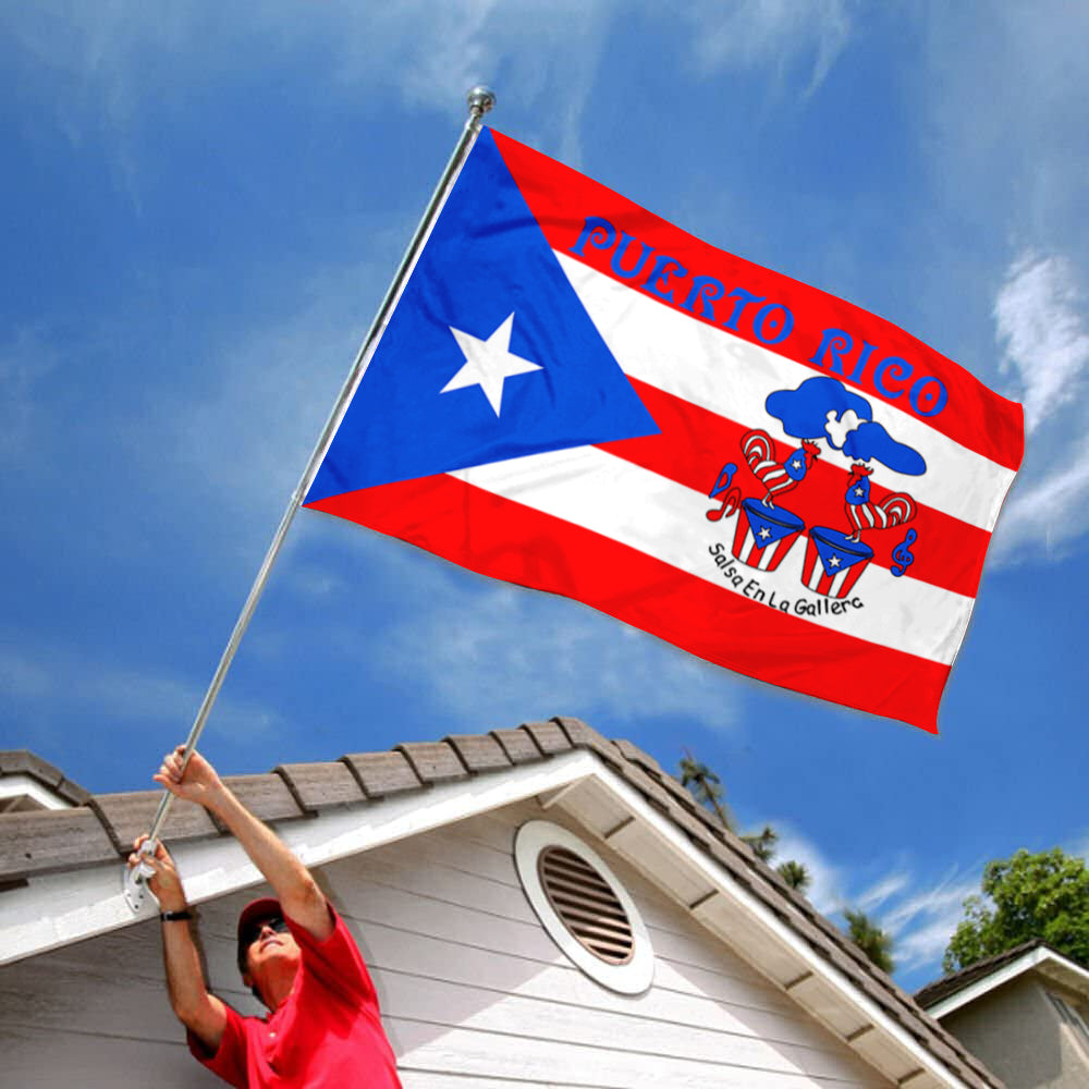 Puerto Rico Boricua Salsa En La Gallera Premium Flag Banner