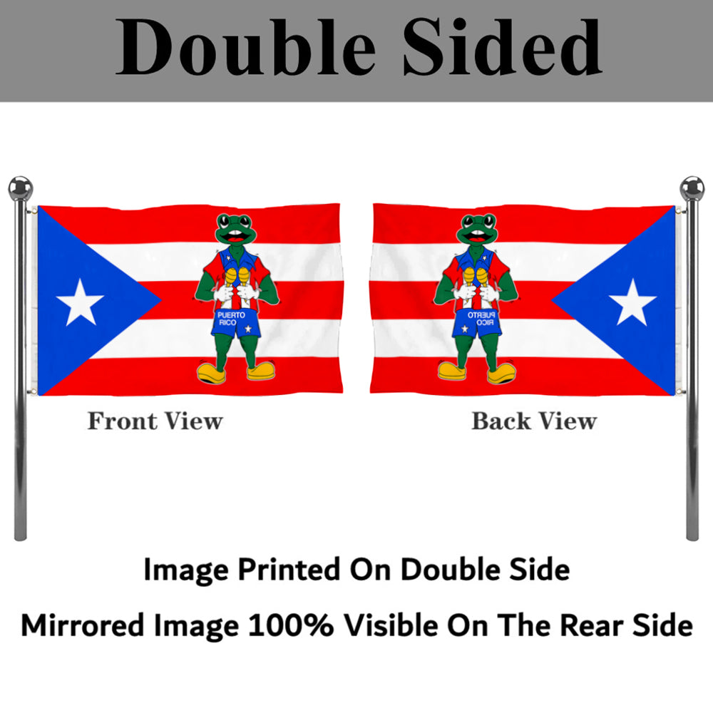 Fyon Custom Puerto Rico Frog With Maraca Flag Banner