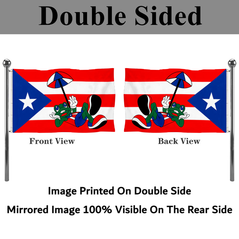 Fyon Custom Puerto Rico Frog & Umbrella Flag Banner