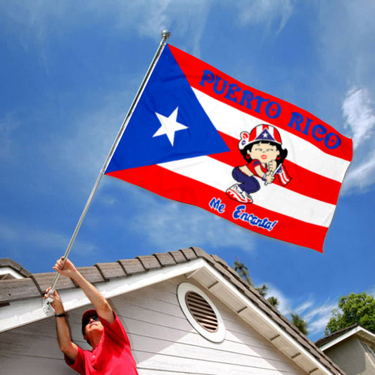 Fyon Custom Puerto Rico Me Encanta Girl Flag Banner