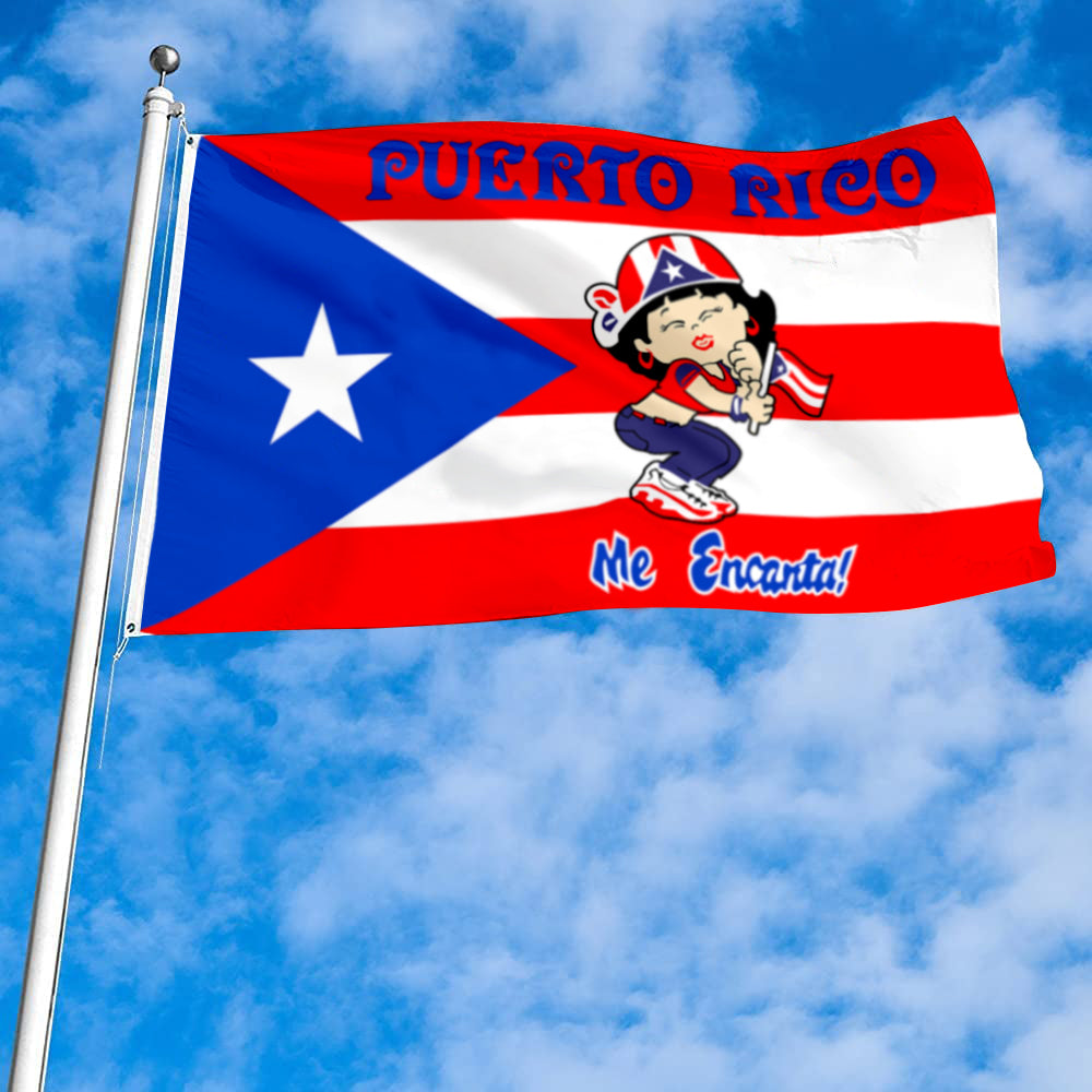 Fyon Custom Puerto Rico Me Encanta Girl Flag Banner