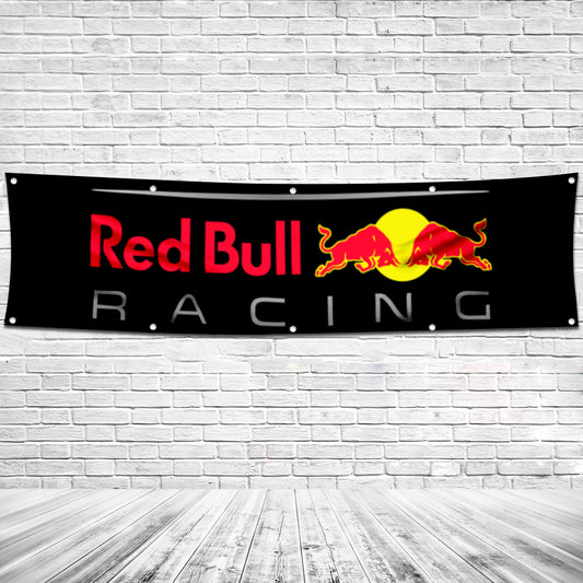 Fyon Red Bull Racing Banner Flag Indoor and Outdoor Banner 2x8ft