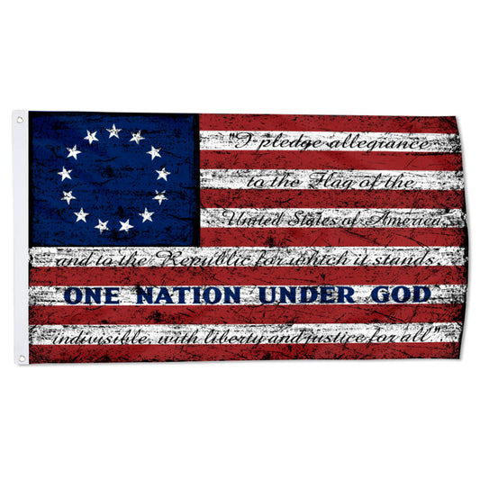 Fyon Retro Stripe One Nation Under God Home Flag United We Stand Distressed American Indoor and outdoor banner 02