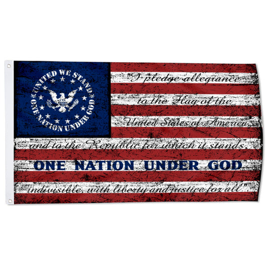 Fyon Retro Stripe One Nation Under God Home United We Stand Distressed American banner