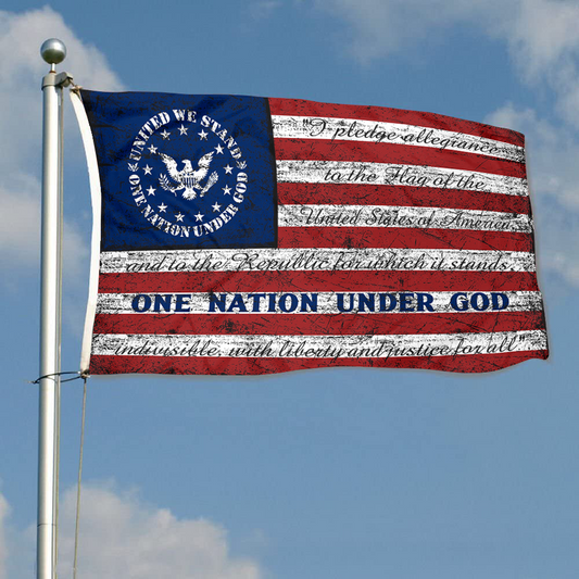 Fyon Retro Stripe One Nation Under God Home United We Stand Distressed American banner