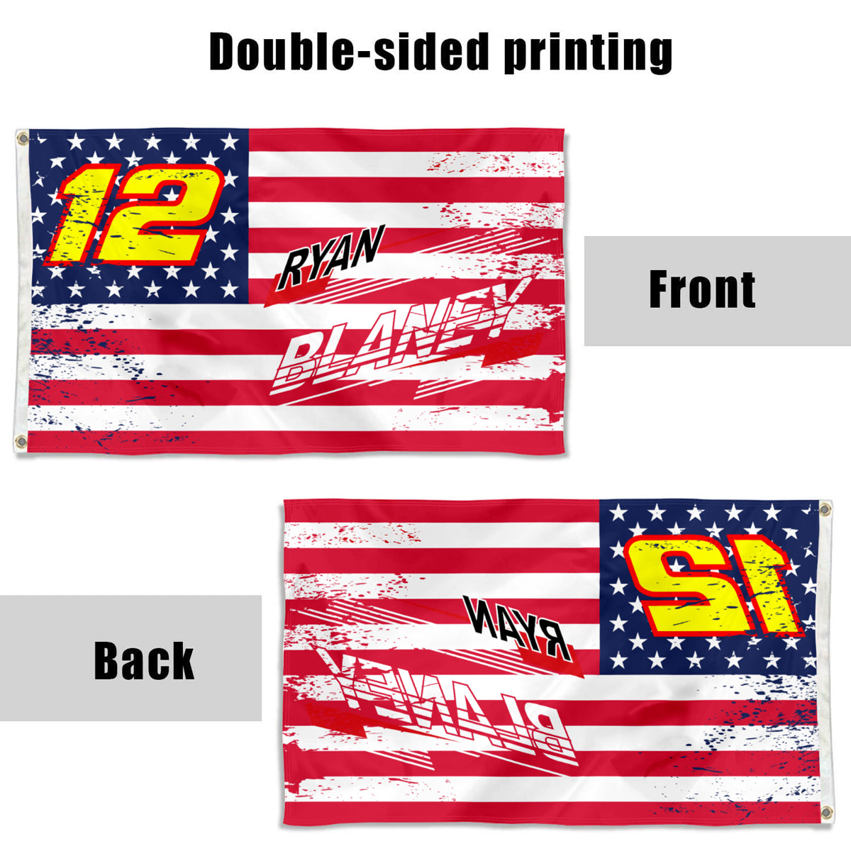 Fyon Ryan Blaney #12 Stars and Stripes Flag Banner