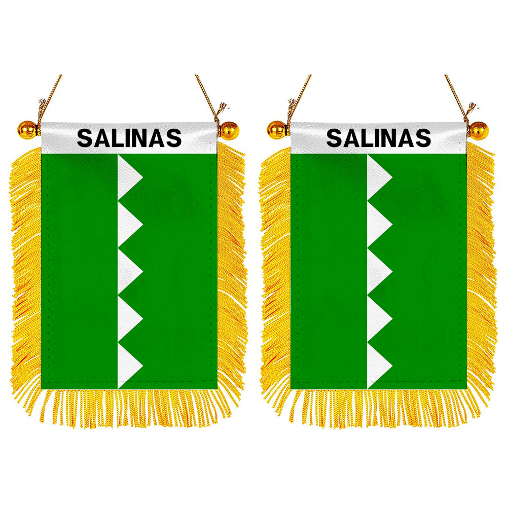 Salinas, Puerto Rico Flag Mini Car Rearview Mirror Flag Banner - 2PC