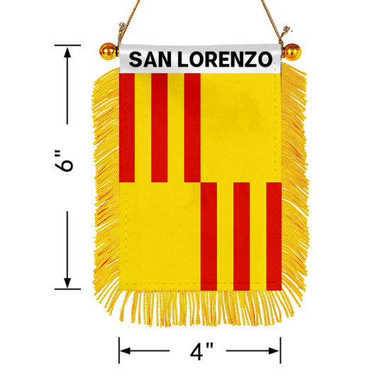 San Lorenzo, Puerto Rico Flag Mini Car Rearview Mirror Flag Banner - 2PC
