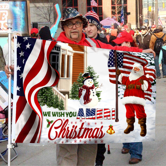 FyonSanta Claus US We Wish You Ameri Christmas Flag 41348 Indoor and outdoor banner