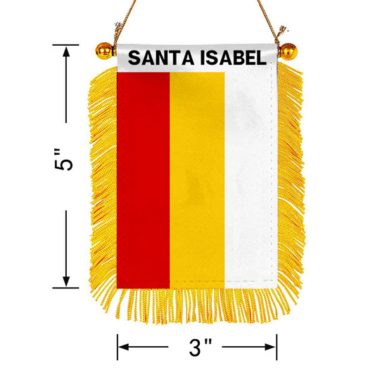 Santa Isabel, Puerto Rico Flag Mini Car Rearview Mirror Flag Banner - 2PC