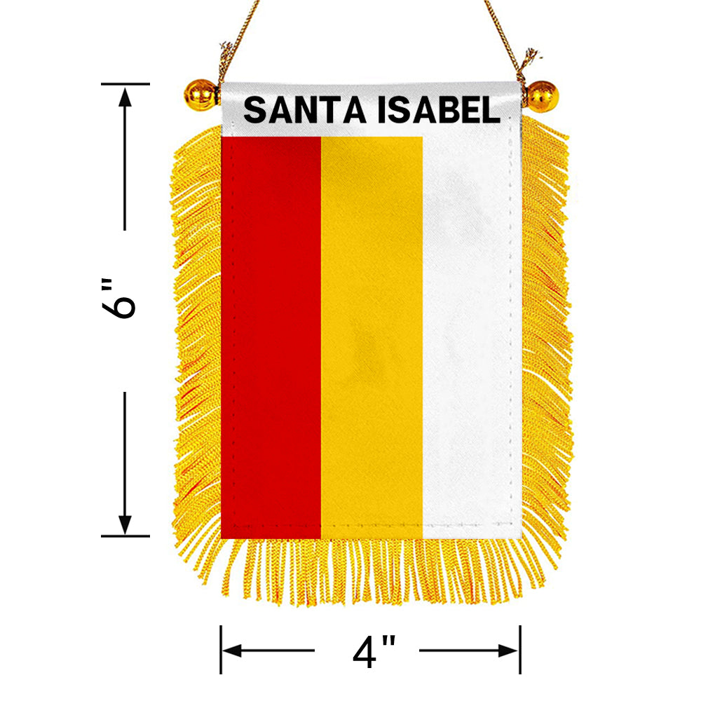 Santa Isabel, Puerto Rico Flag Mini Car Rearview Mirror Flag Banner - 2PC