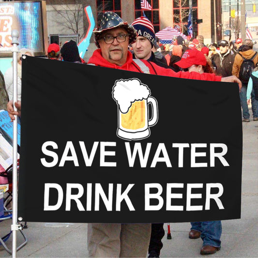 Fyon Save Water Drink Beer Flag Indoor and Outdoor Banner