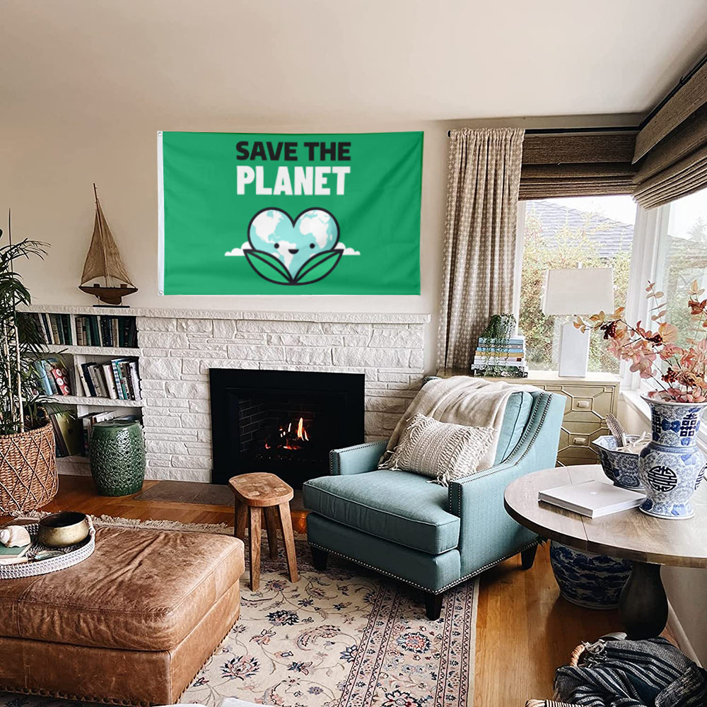 Fyon Save the planet Flag Indoor and Outdoor Banner