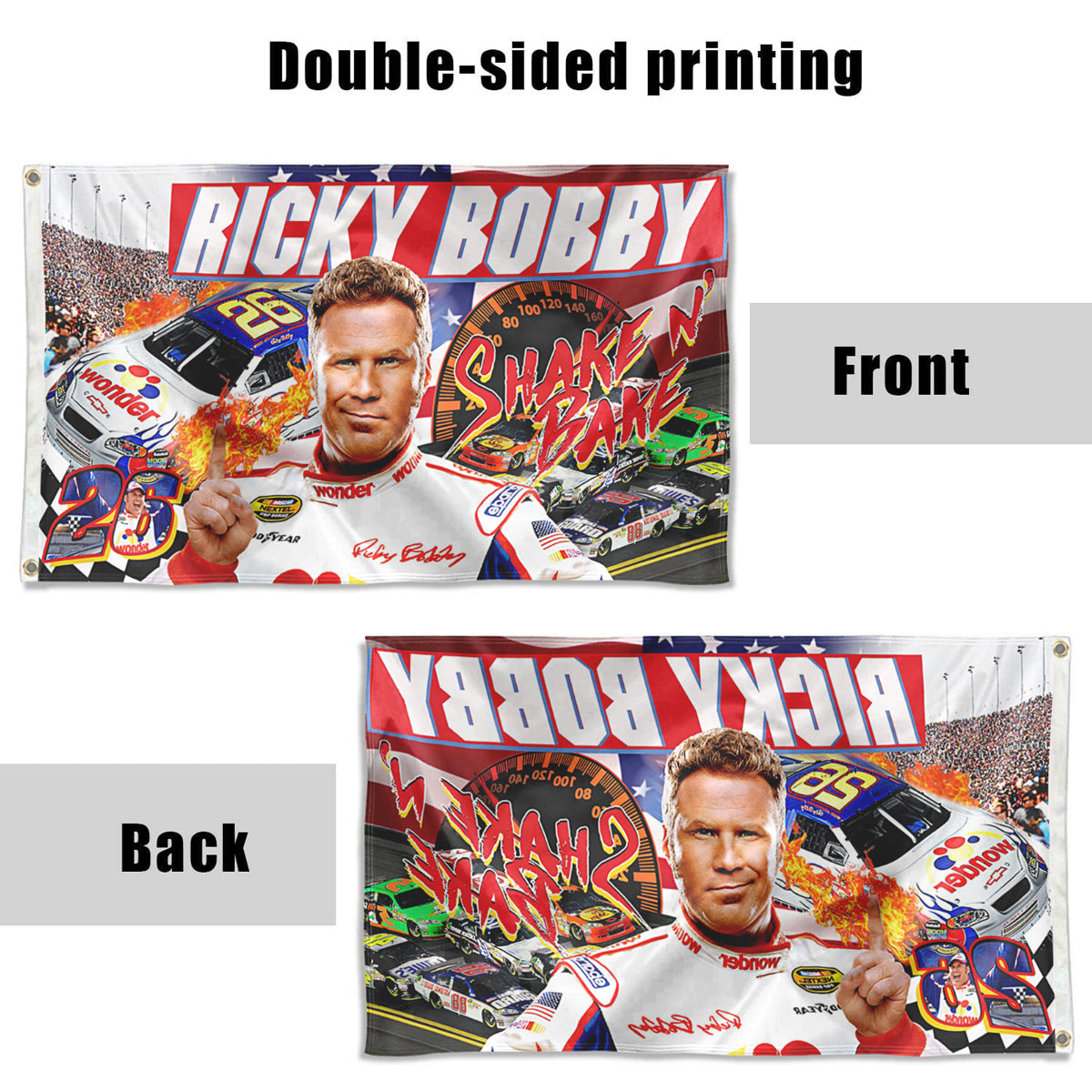 Fyon Shake N' Bake ricky bobby flag Banner