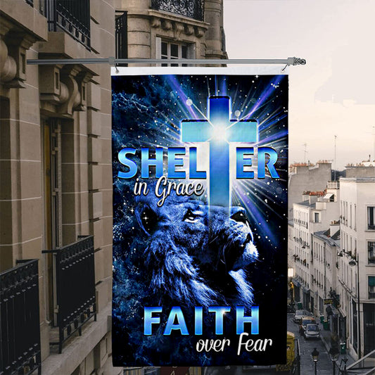 Fyon Shelter In Grace Faith Over Fear Decorative Flag Banner