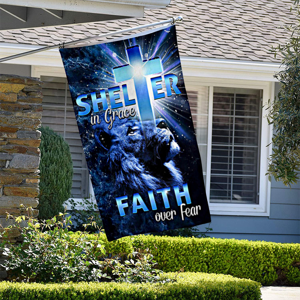 Fyon Shelter In Grace Faith Over Fear Decorative Flag Banner
