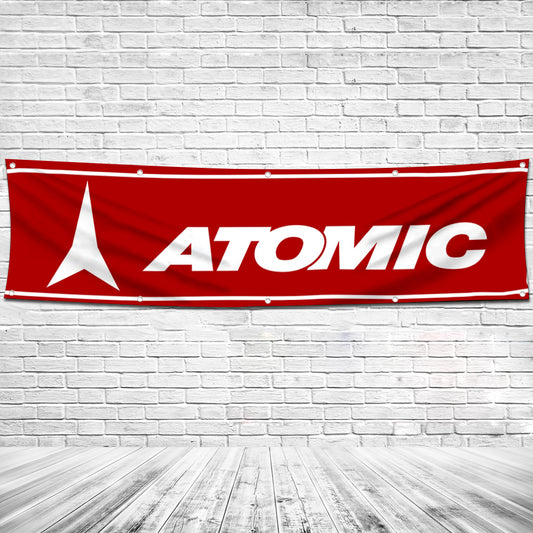 Fyon Skiing Garage Shop Decor Banner Works for Atomic Skis Flag 2x8 Feet