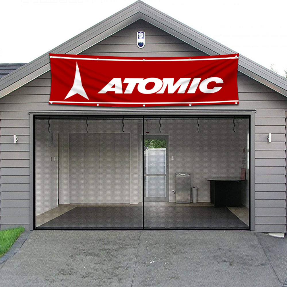 Fyon Skiing Garage Shop Decor Banner Works for Atomic Skis Flag 2x8 Feet