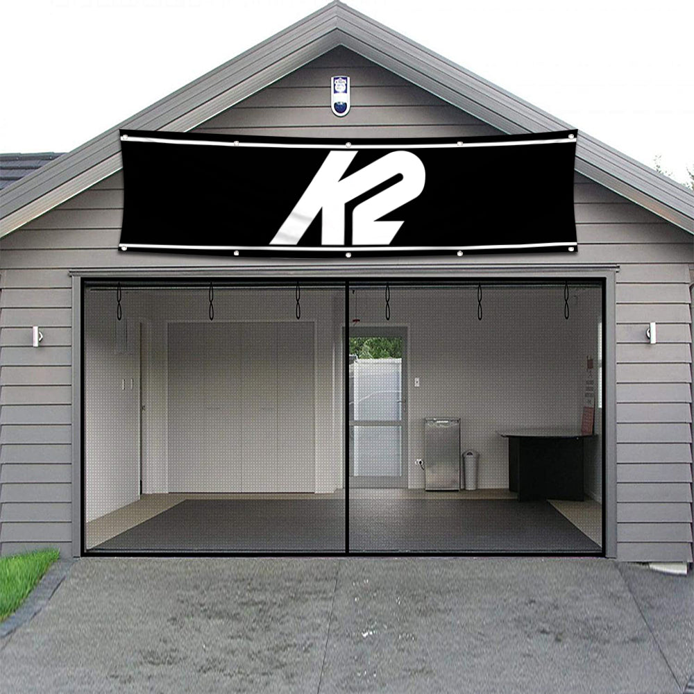 Fyon Skiing Garage Shop Decor Banner Works for K2 Skis Flag 2x8 Feet