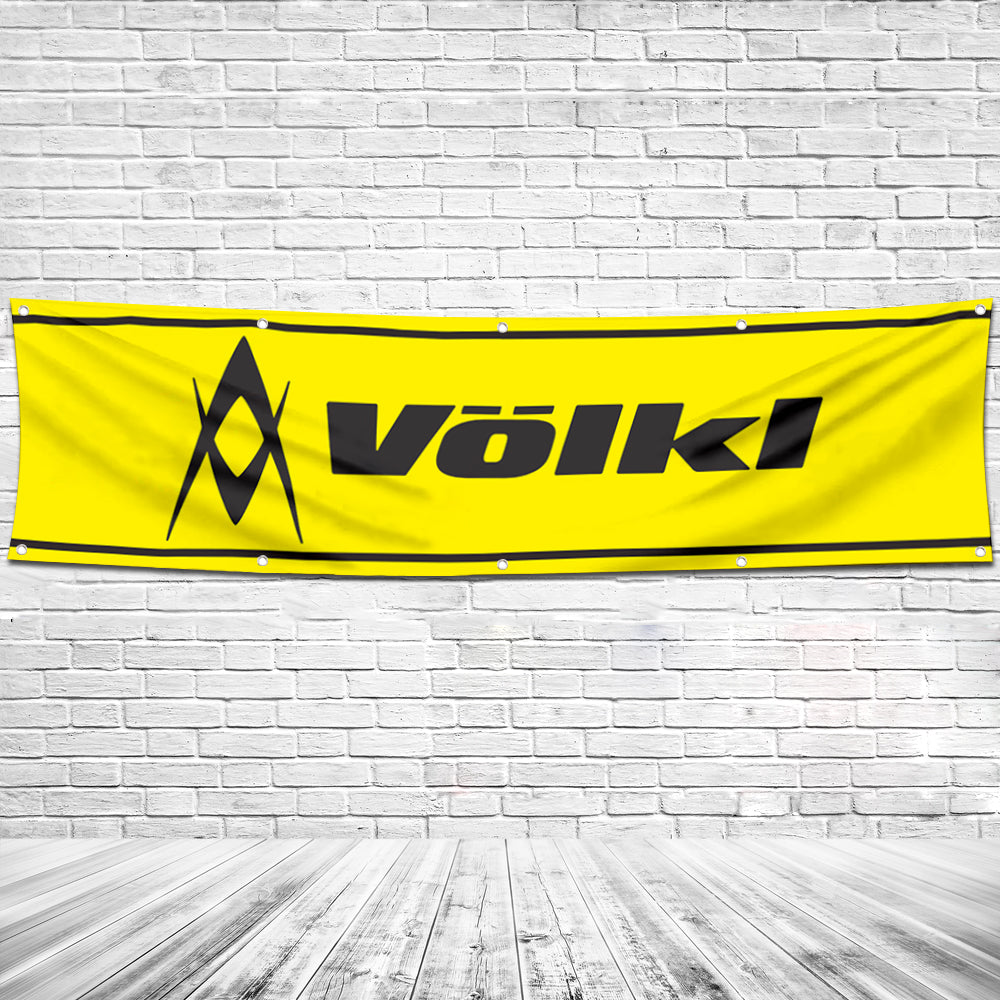 Fyon Skiing Garage Shop Decor Banner Works for Volkl Skis Flag 2x8 Feet