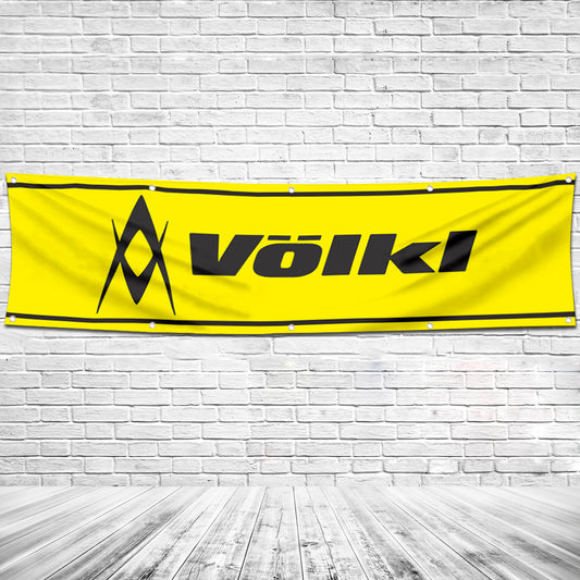Fyon Skiing Garage Shop Decor Banner Works for Volkl Skis Flag 2x8 Feet