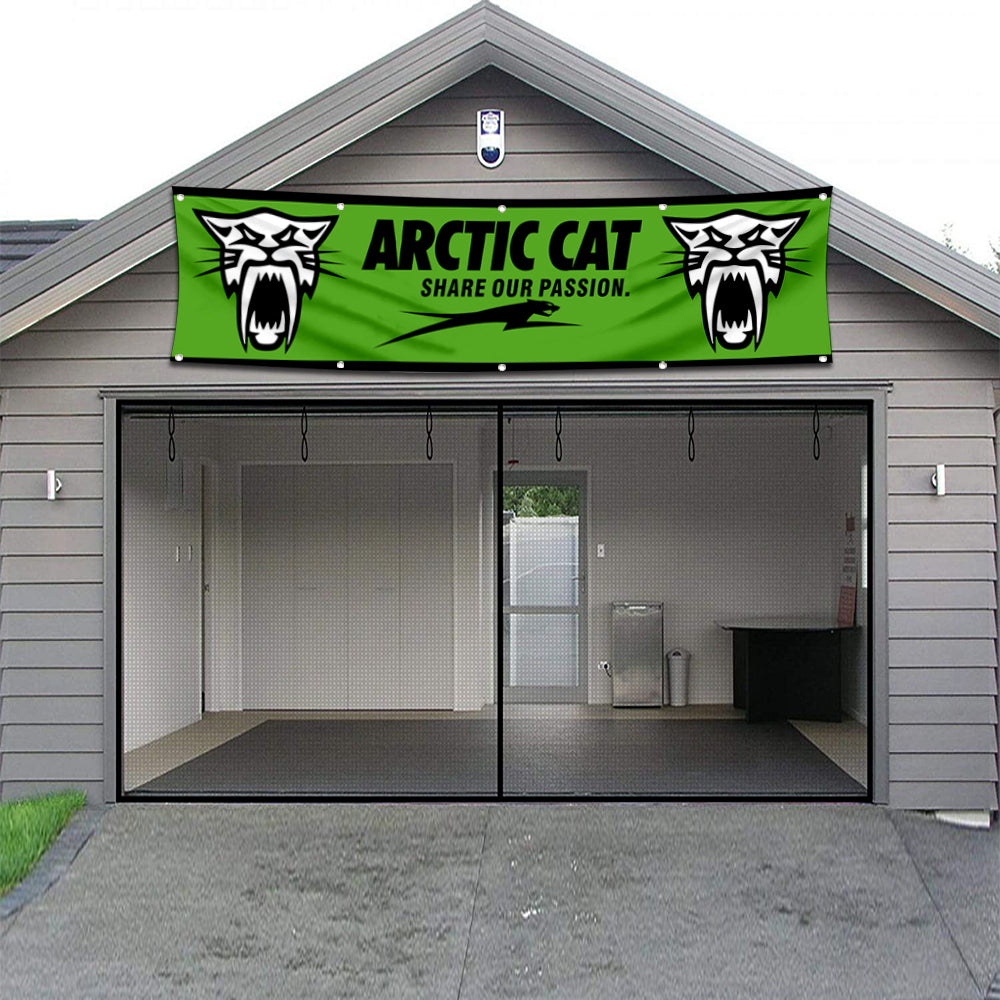 Fyon Snowmobiles Garage Shop Decor Banner Works for Arctic Cat Share our Passion Flag 2x8 Feet