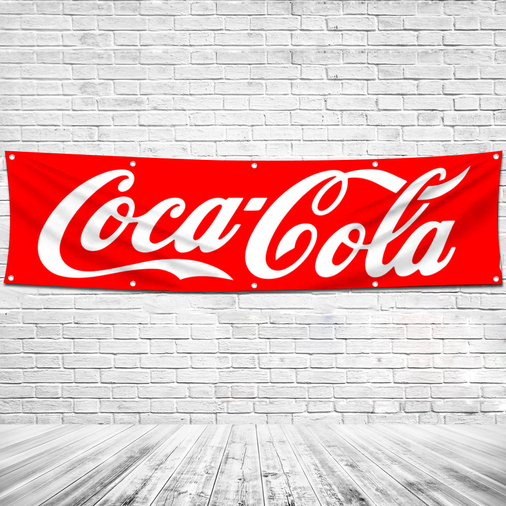Fyon Soda Garage Shop Decor Banner Works for Coca Cola Flag 2x8 Feet