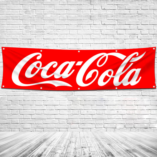 Fyon Soda Garage Shop Decor Banner Works for Coca Cola Flag 2x8 Feet