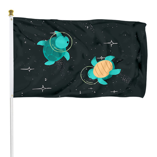 Fyon Space Turtles Funny Flag Indoor and outdoor banner