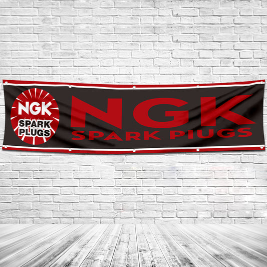Fyon Spark Plugs Garage Shop Decor Banner Work for NGK Flag 2x8 Feet