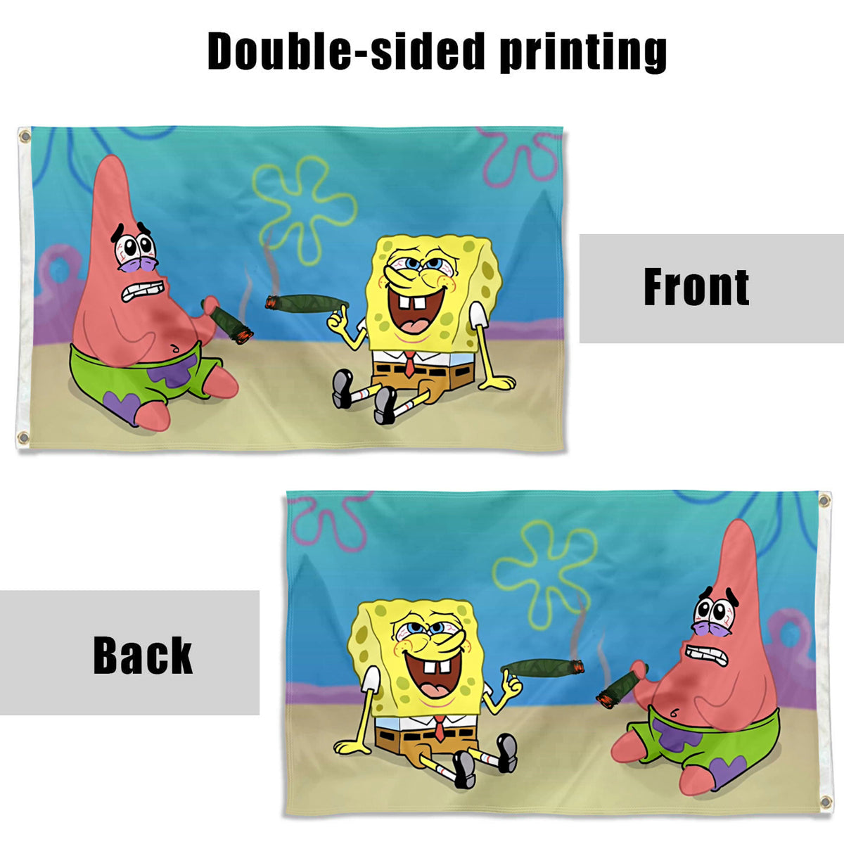 Fyon Sponge Bob & Patrick Smoking Joint Flag Indoor and outdoor banner