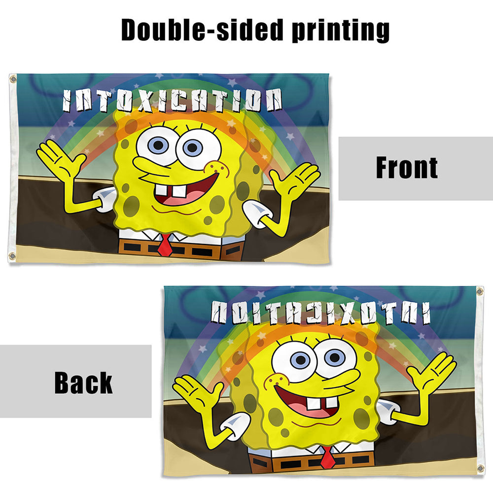 Fyon Spongebob Intoxication Rainbow Flag Indoor and outdoor banner