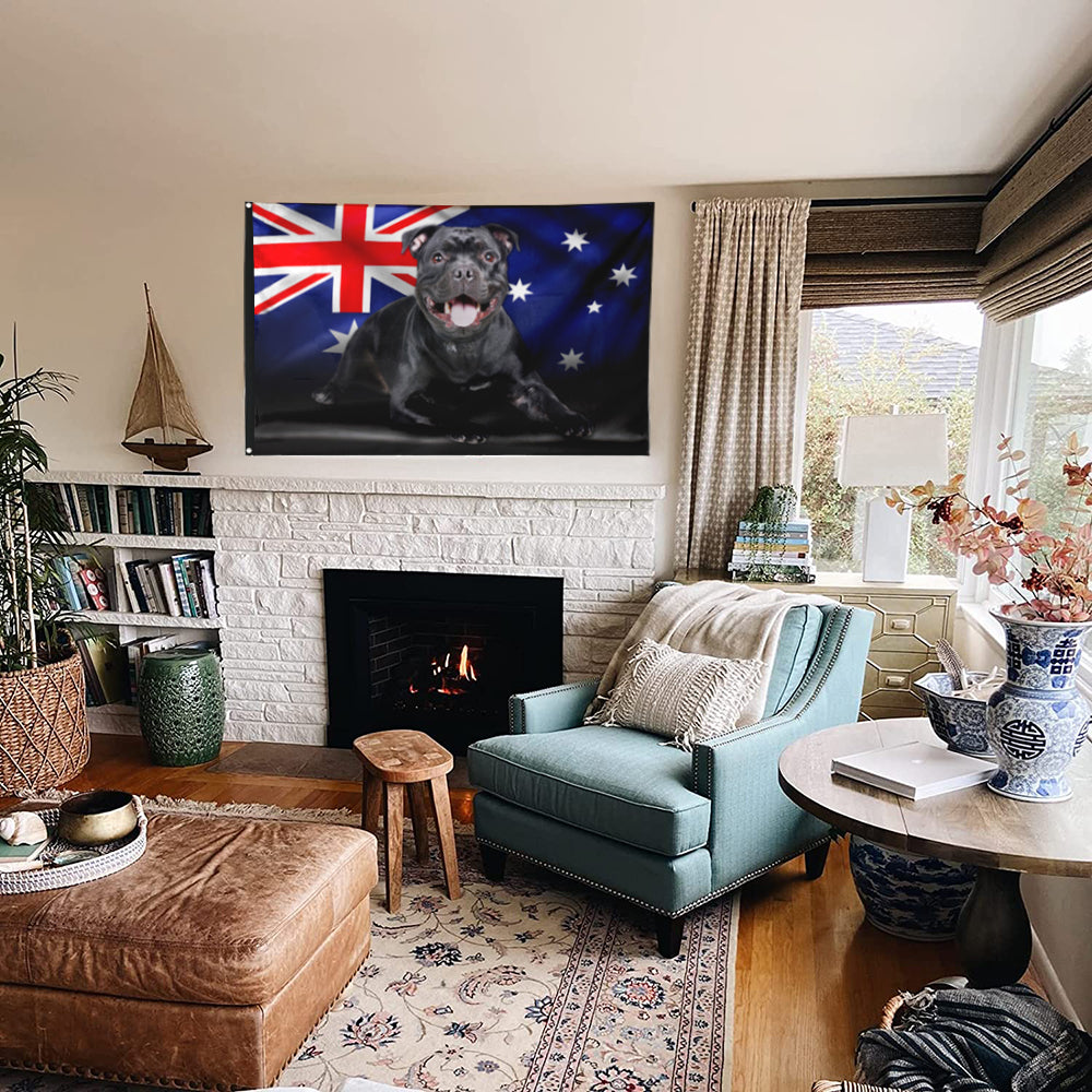 Fyon Staffordshire Bull Terrier Dog Australian Flag 41429 Indoor and outdoor banner