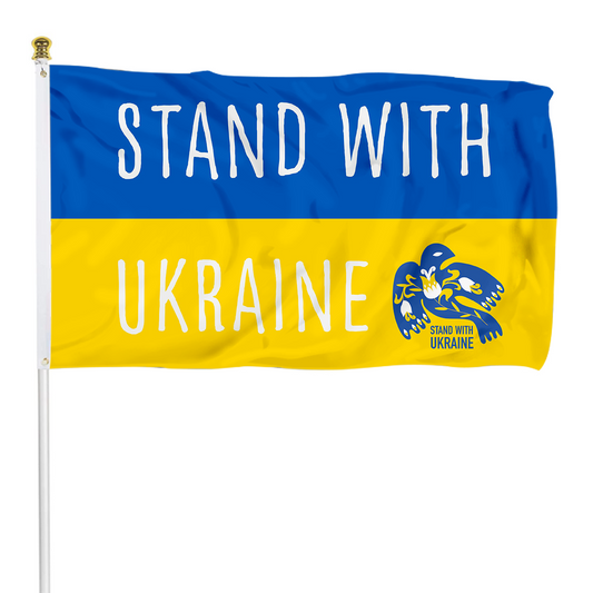 Fyon Stand With Ukraine Peace Flag White Indoor and outdoor banner 40111