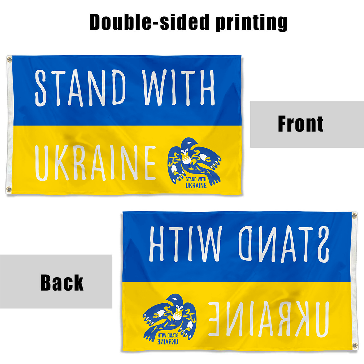 Fyon Stand With Ukraine Peace Flag White Indoor and outdoor banner 40111