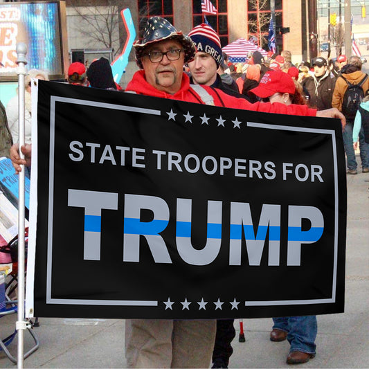 Fyon State Troopers For Trump USA Flag Banner