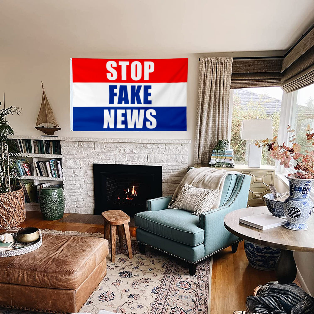 Fyon Stop Fake News Flag Indoor and Outdoor Banner