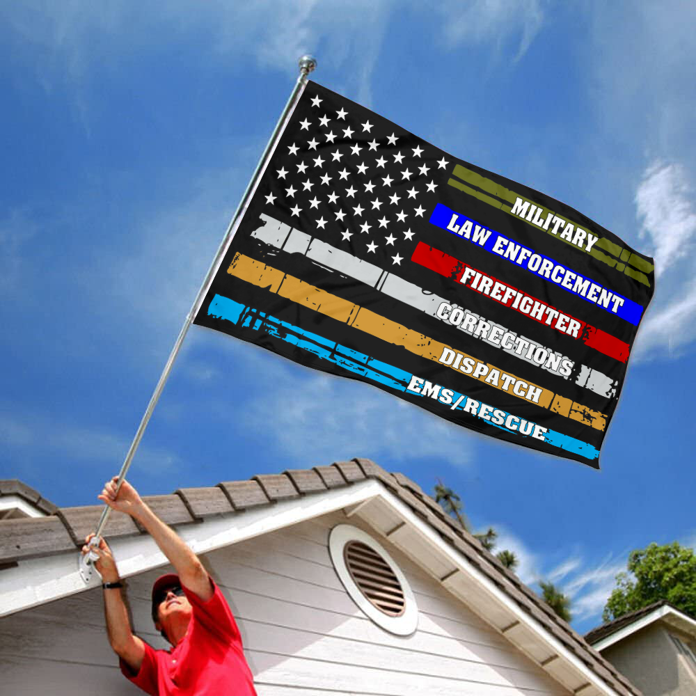Fyon Thin Blue Line Red Line Fire Police Military Dispatch Corrections Flag Indoor and outdoor banner 2240813