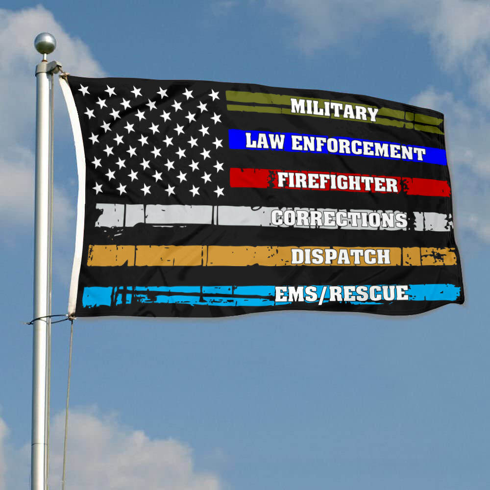 Fyon Thin Blue Line Red Line Fire Police Military Dispatch Corrections Flag Indoor and outdoor banner 2240813