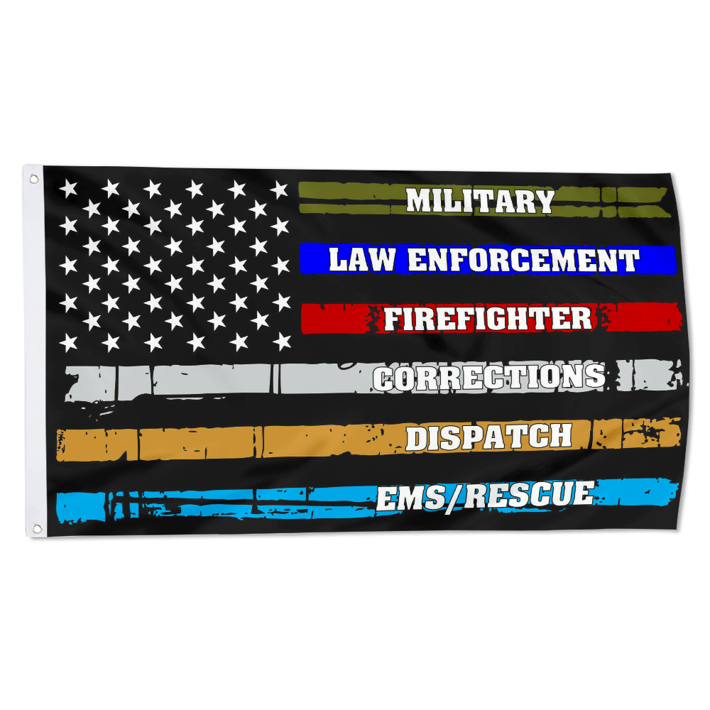 Fyon Thin Blue Line Red Line Fire Police Military Dispatch Corrections Flag Indoor and outdoor banner 2240813