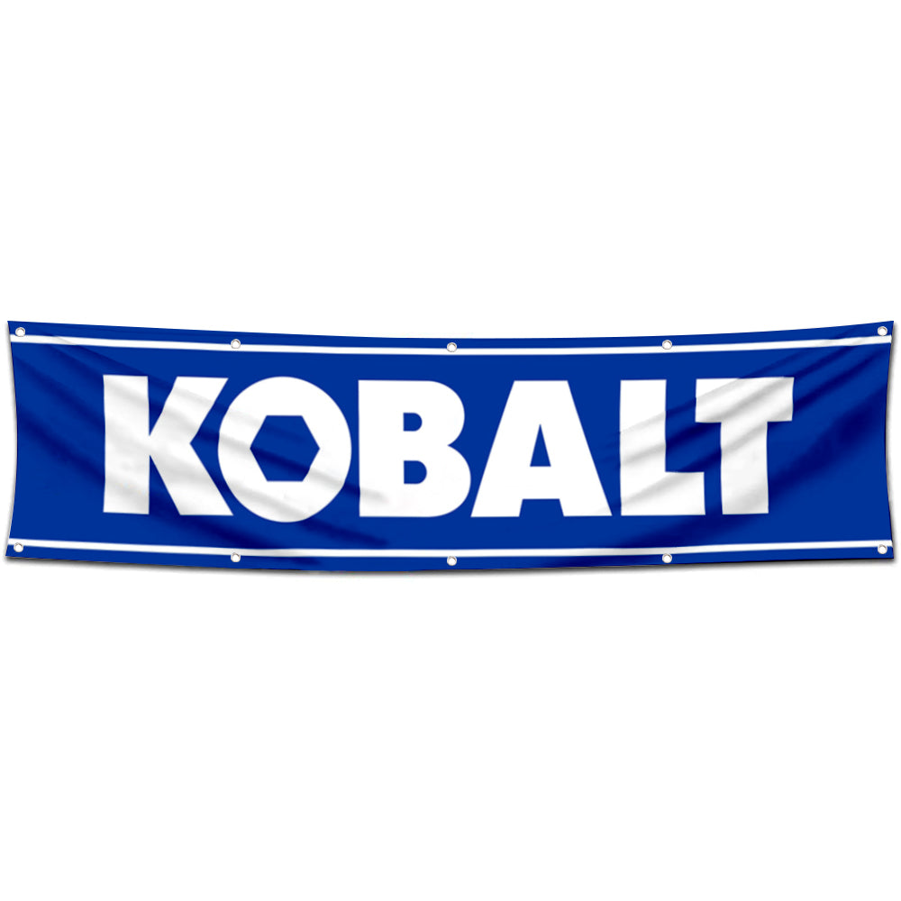 Fyon Tools Garage Shop Decor Banner Works for Kobalt Flag Blue 2x8 Feet