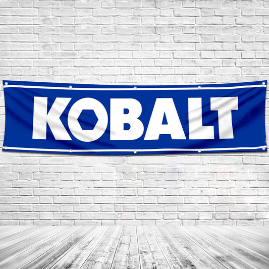 Fyon Tools Garage Shop Decor Banner Works for Kobalt Flag Blue 2x8 Feet