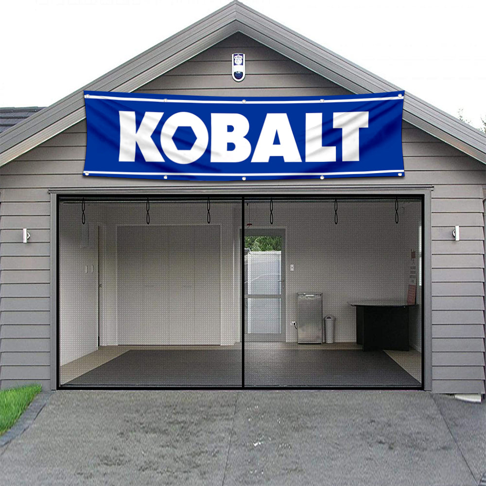 Fyon Tools Garage Shop Decor Banner Works for Kobalt Flag Blue 2x8 Feet