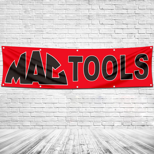 Fyon Tools Garage Shop Decor Banner Works for MAC Flag Red 2x8 Feet