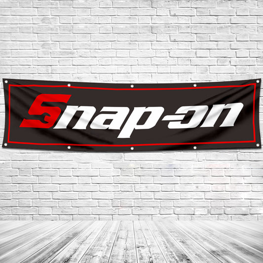 Fyon Tools Garage Shop Decor Banner Works for Snap on Flag Black 2x8 Feet